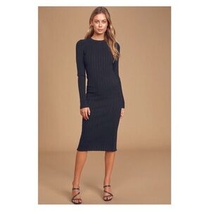 Lulu's Black Best Yet Ribbed Bodycon Sweater